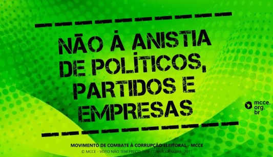 MCCE repudia proposta de anistia a candidatos, partidos políticos e empresas