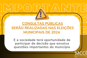 Consultas públicas serão realizadas nas eleições municipais de 2024