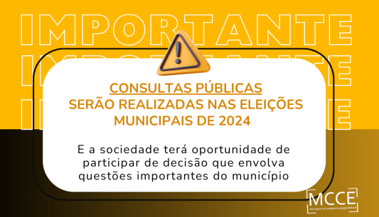 Consultas públicas serão realizadas nas eleições municipais de 2024