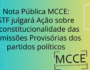 Nota Pública MCCE:  STF julgará Ação sobre Inconstitucionalidade das Comissões Provisórias dos Partidos Políticos